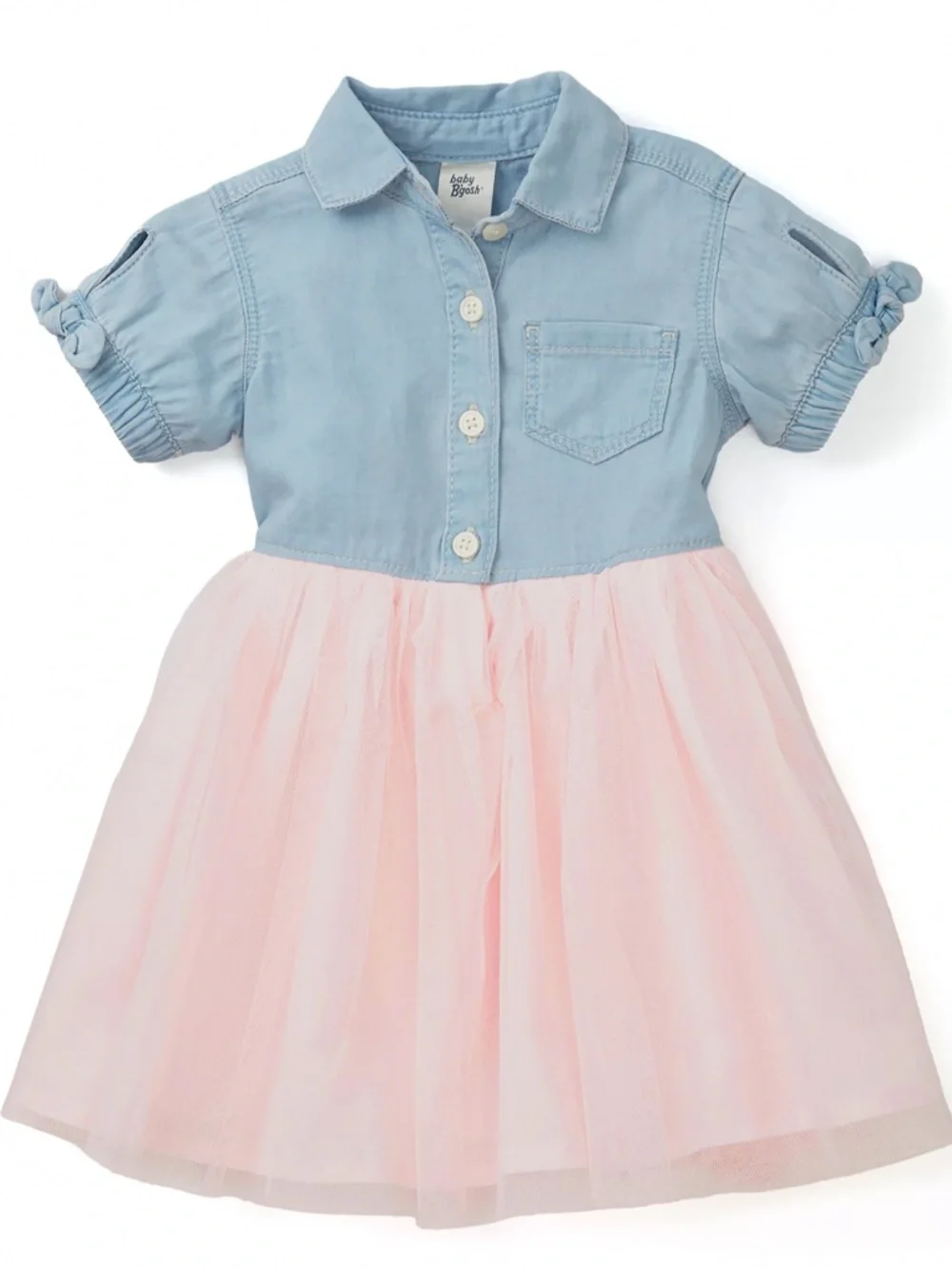 OshKosh B’gosh Chambray Tulle Dress in Pink Combo Sz 3T EUC $40R